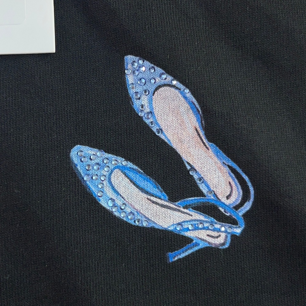 En Saison Womens Small Black Head Over Heels Embroidered T-Shirt NWT - Picture 9 of 13